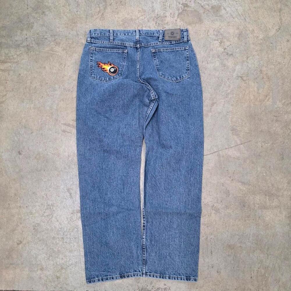 Custom Embroidered Flame Jeans - image 2